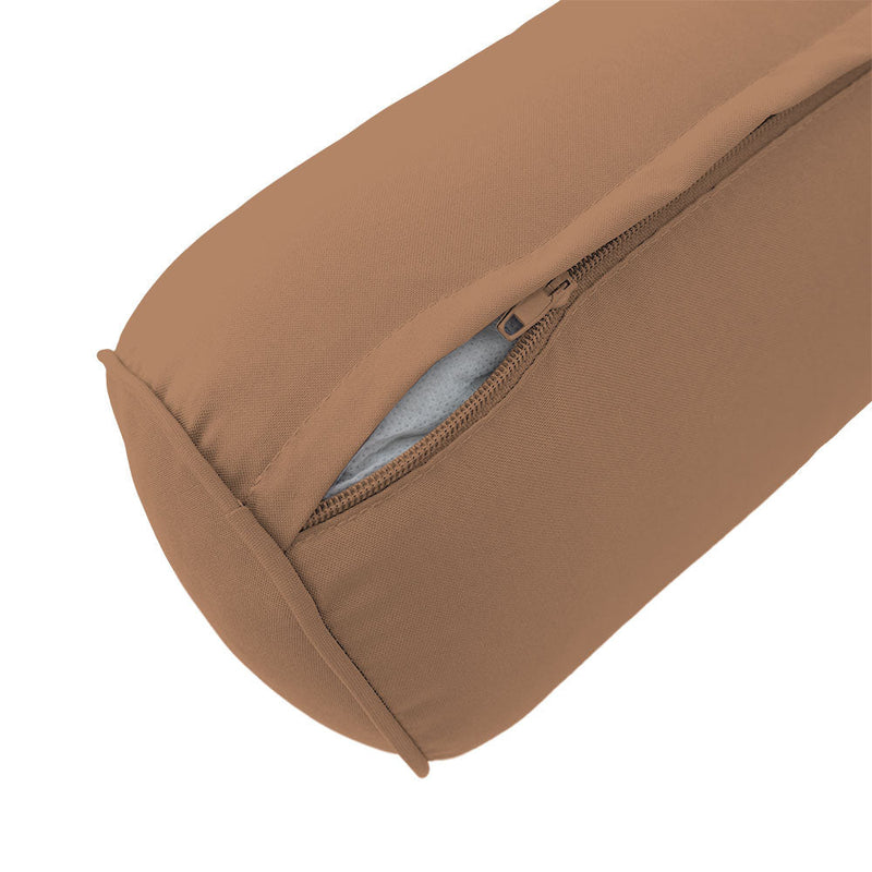 Medium Size 24x26x6 Piped Trim Outdoor Deep Seat Backrest Cushion with Bolster, Water Repellent Patio Cushion Insert and Cover Set AD104
