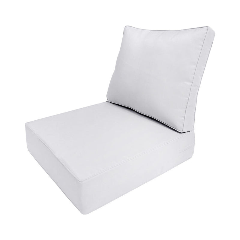 Medium Size 24x26x6 Piped Trim Outdoor Deep Seat Backrest Cushion with Bolster, Water Repellent Patio Cushion Insert and Cover Set AD105