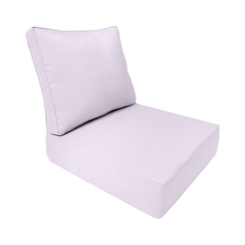 Medium Size 24x26x6 Piped Trim Outdoor Deep Seat Backrest Cushion with Bolster, Water Repellent Patio Cushion Insert and Cover Set AD107