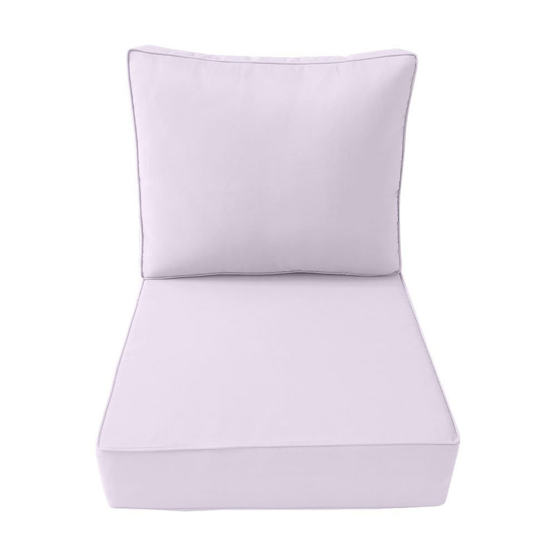 Medium Size 24x26x6 Piped Trim Outdoor Deep Seat Backrest Cushion with Bolster, Water Repellent Patio Cushion Insert and Cover Set AD107