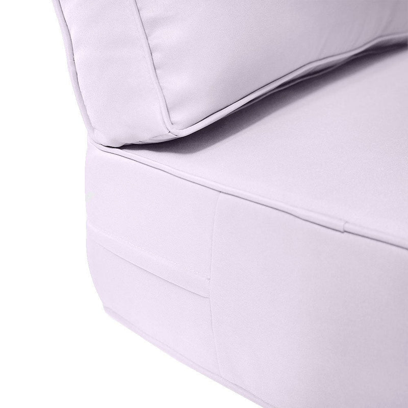 Medium Size 24x26x6 Piped Trim Outdoor Deep Seat Backrest Cushion with Bolster, Water Repellent Patio Cushion Insert and Cover Set AD107