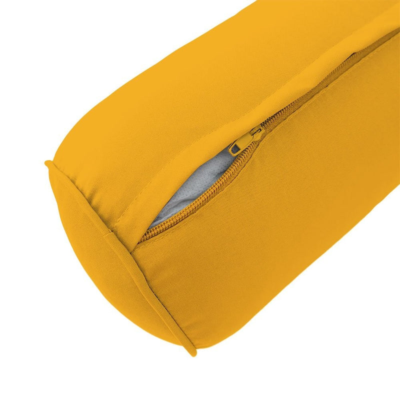 Medium Size 24x26x6 Piped Trim Outdoor Deep Seat Backrest Cushion with Bolster, Water Repellent Patio Cushion Insert and Cover Set AD108