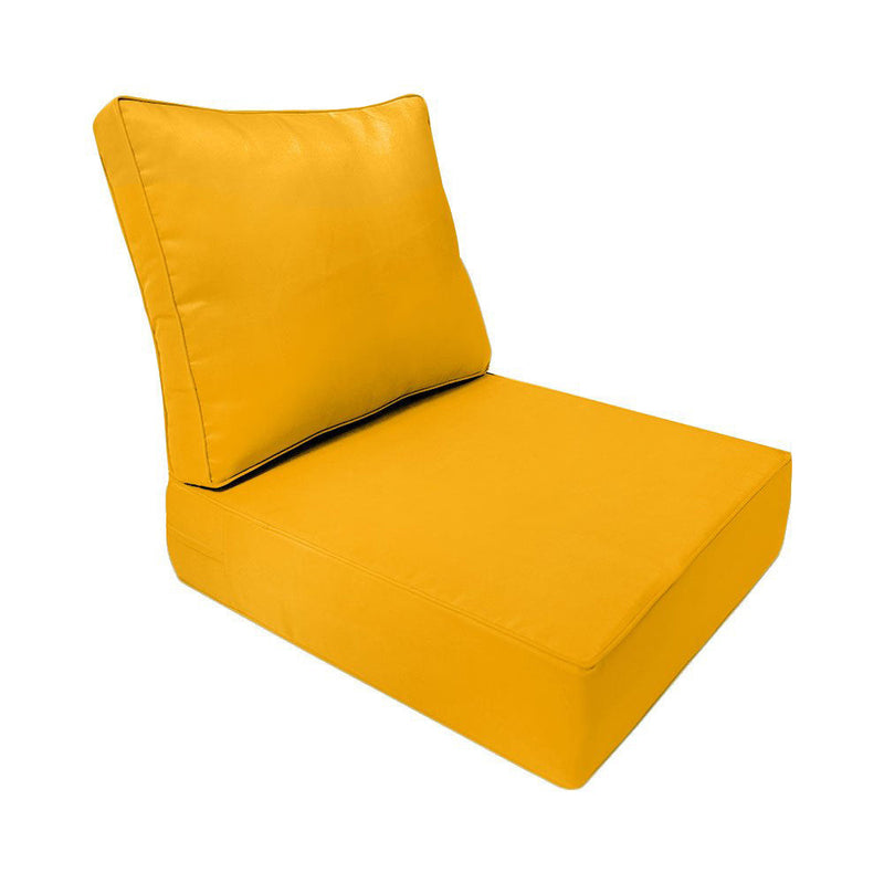 Medium Size 24x26x6 Piped Trim Outdoor Deep Seat Backrest Cushion with Bolster, Water Repellent Patio Cushion Insert and Cover Set AD108