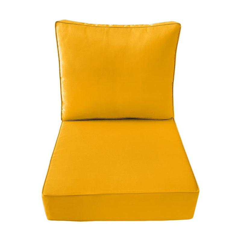 Medium Size 24x26x6 Piped Trim Outdoor Deep Seat Backrest Cushion with Bolster, Water Repellent Patio Cushion Insert and Cover Set AD108