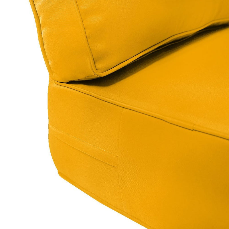 Medium Size 24x26x6 Piped Trim Outdoor Deep Seat Backrest Cushion with Bolster, Water Repellent Patio Cushion Insert and Cover Set AD108