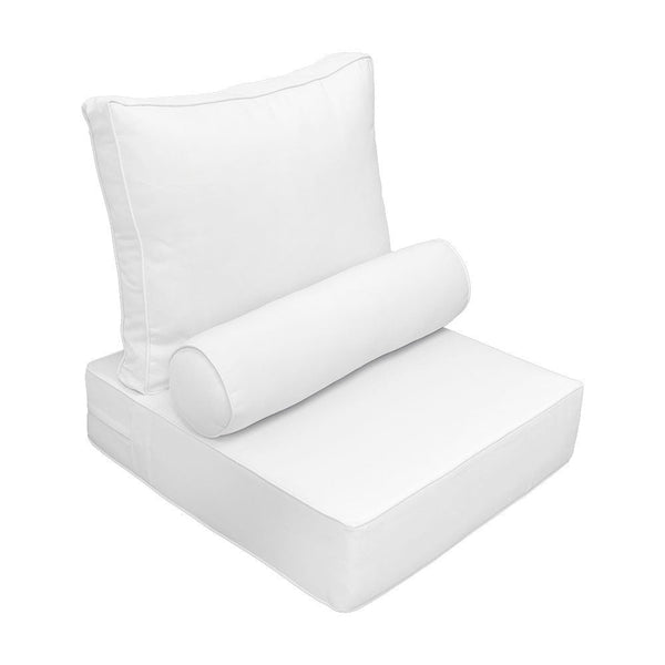 Small Size 23x24x6 Piped Trim Outdoor Deep Seat Backrest Cushion with Bolster, Water Repellent Patio Cushion Insert and Cover Set AD106