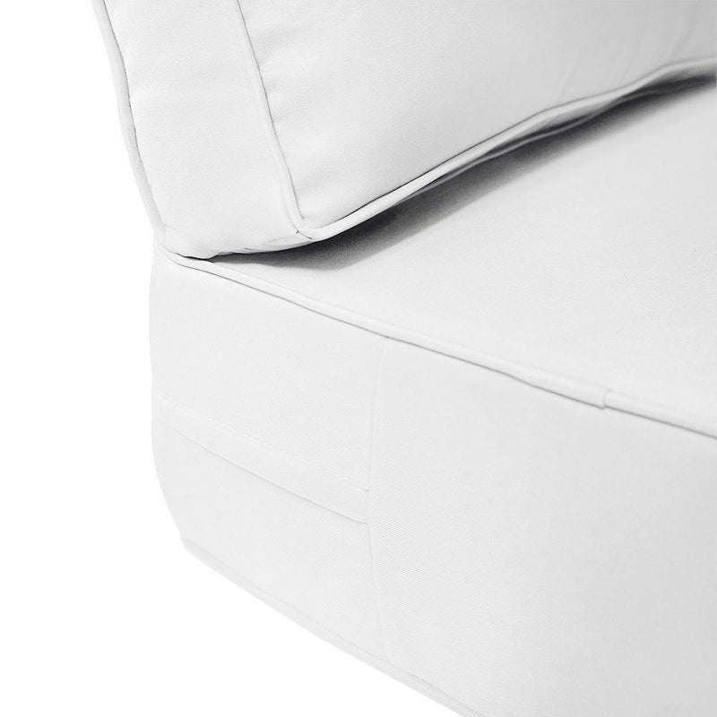 Small Size 23x24x6 Piped Trim Outdoor Deep Seat Backrest Cushion with Bolster, Water Repellent Patio Cushion Insert and Cover Set AD106