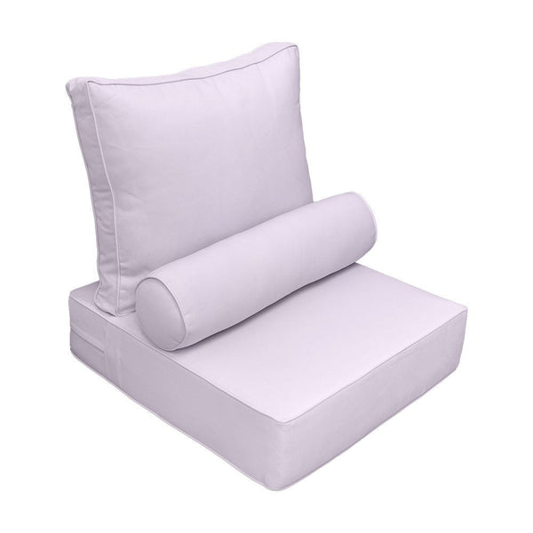 Small Size 23x24x6 Piped Trim Outdoor Deep Seat Backrest Cushion with Bolster, Water Repellent Patio Cushion Insert and Cover Set AD107