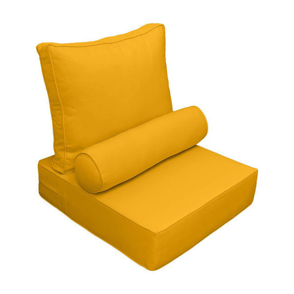 Small Size 23x24x6 Piped Trim Outdoor Deep Seat Backrest Cushion with Bolster, Water Repellent Patio Cushion Insert and Cover Set AD108