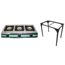 Portable 3 Triple Burners Stove Range Propane Gas Stove w- Stand Combo