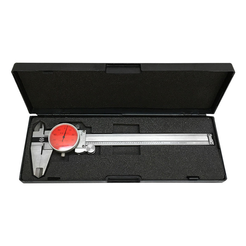 RED Face 0-6'' stainless Steel 4 Way Dial Caliper Shock Proof 0.001'' Graduation