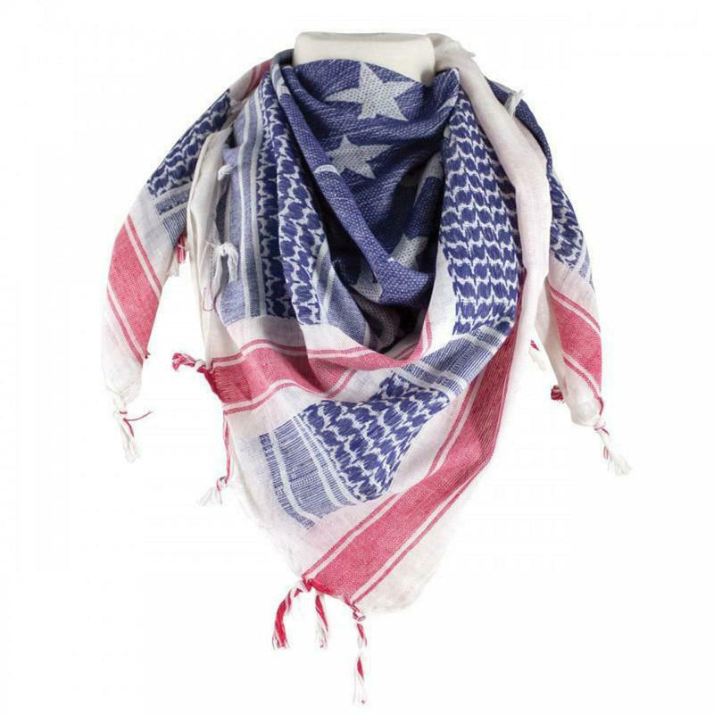 RED WHITE BLUE Military Shemagh Arab Tactical Desert Keffiyeh Scarf Face Mask