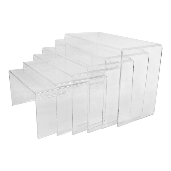Set Of 6 Clear Acrylic U Cubes Riser Nester Display Rack Fixture Retail Store