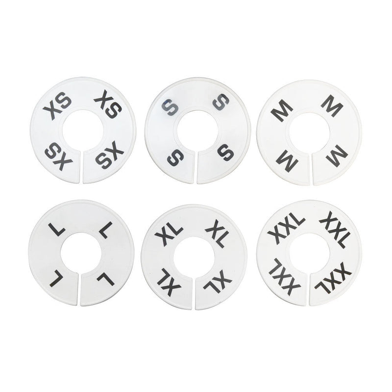 Set of 60 Pcs White Round Clothing Rack Size Dividers Plastic Hangers Ring XS-XXL