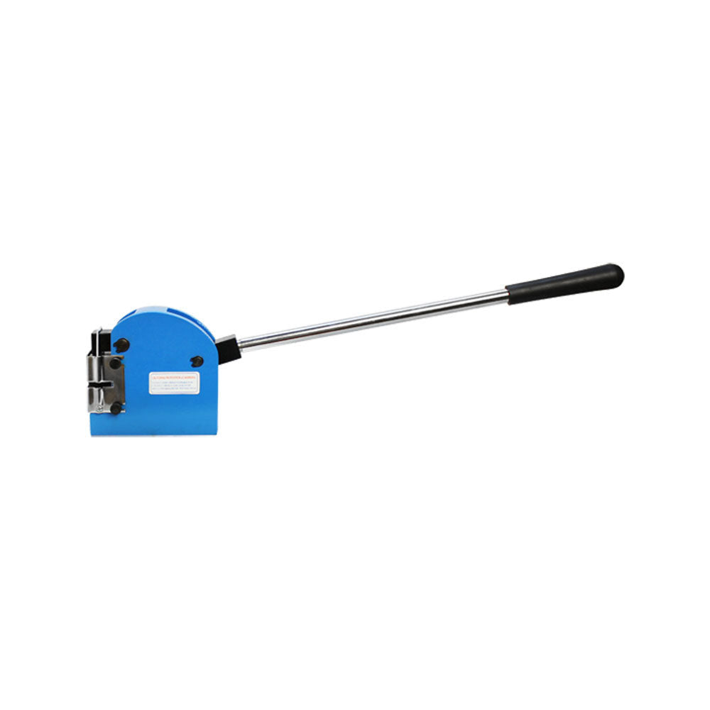 Close-up of sheet metal forming tool showing precision jaws and ergonomic handle.