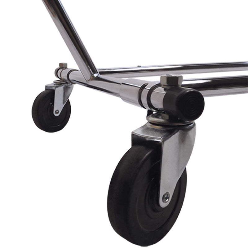 Single Bar Adjustable Clothes Rack Garmen Display Clothes Hanger Retail w Wheels
