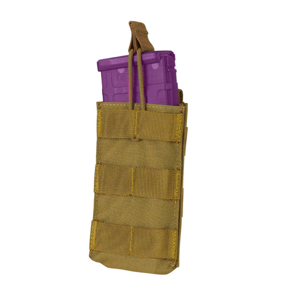 Condor Single Modular MOLLE Open Top Pull Cord 5.56 Mag Pouch - Coyote