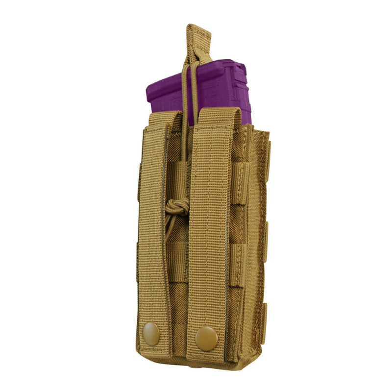 Condor Single Modular MOLLE Open Top Pull Cord 5.56 Mag Pouch - Coyote