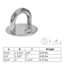 Stainless Steel 304 Round Pad Eye Plate 3/16" Marine Boat Rigging Wire Cable