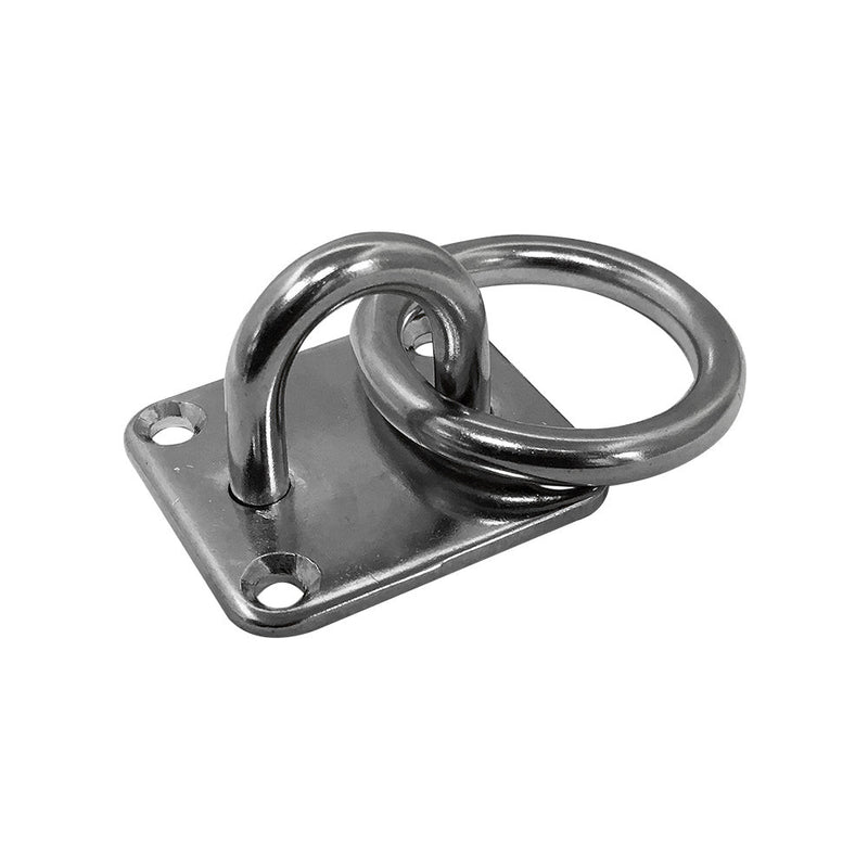 Stainless Steel 304 Square Swivel Pad Eye Plate W Ring 1/4" Welded Formed Marine Boat Rigging