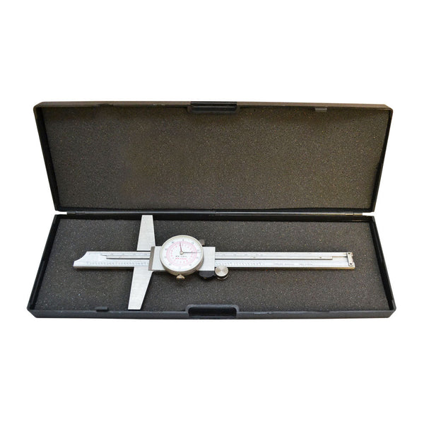Stainless Steel 6"/150mm Inch Metric Dual Reading Dial Caliper Ruler Mechanical Tool