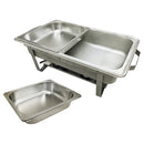 Stainless Steel 8QT Chafer Chafing Dish Full Size Buffet Trays + 2 1/2 Size Dish Pans Inserts