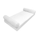 Pair of white cylindrical bolster cushion inserts — replacement set for daybed/porch swing
