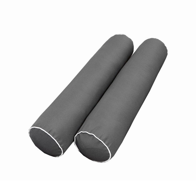 Style 5 Full Size Contrast Pipe Trim Bolster Pillow Cushion Outdoor Slip Cover ONLY AD003