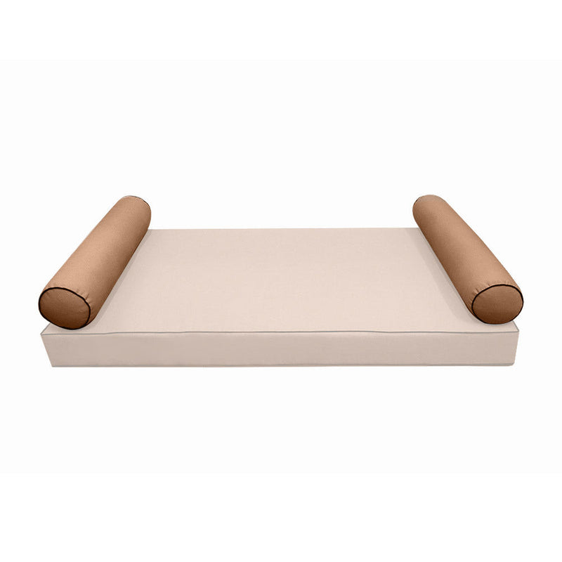 STYLE 5 Bolster Pillow for Outdoor Indoor Daybed Porch Swing Bed Twin Size Contrast Trim AD104 | COVERS ONLY |