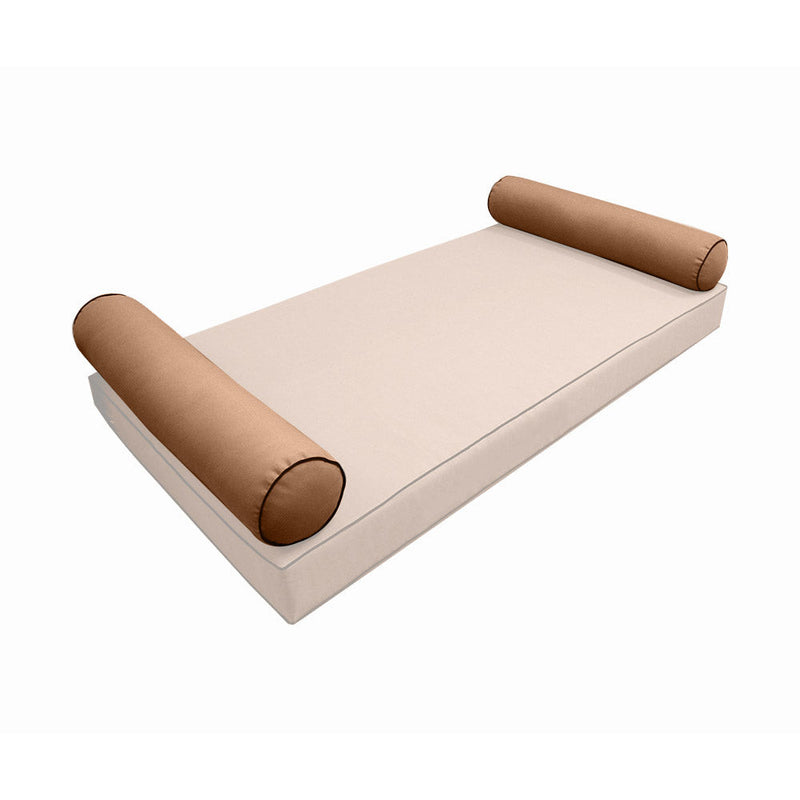 STYLE 5 Bolster Pillow for Outdoor Indoor Daybed Porch Swing Bed Twin Size Contrast Trim AD104 | COVERS ONLY |