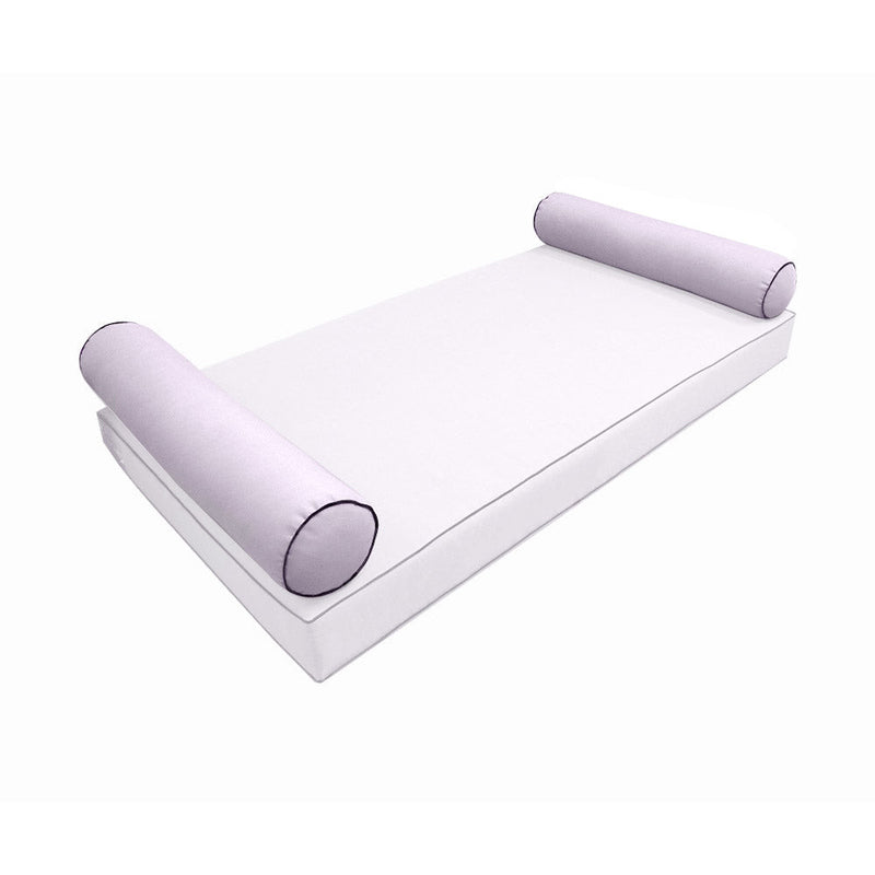 STYLE 5 Bolster Pillow for Outdoor Indoor Daybed Porch Swing Bed Twin Size Contrast Trim AD107 | COVERS ONLY |