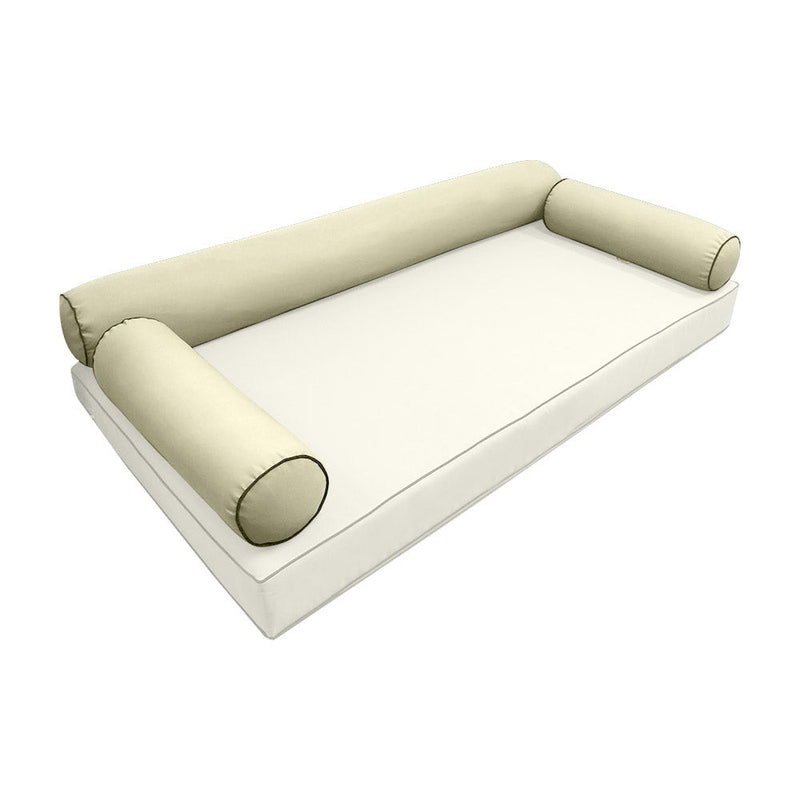 STYLE 6 Bolster Pillow for Outdoor Indoor Daybed Porch Swing Bed Crib Size Contrast Trim AD005 | COVERS ONLY |