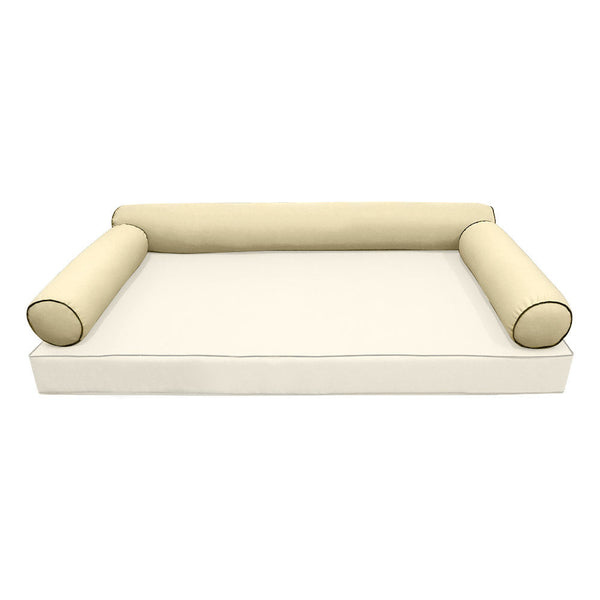 STYLE 6 Bolster Pillow for Outdoor Indoor Daybed Porch Swing Bed Crib Size Contrast Trim AD103 | COVERS ONLY |