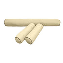 Five-piece pillow and bolster cushion set including seat cushion, two bolster pillows for indoor or outdoor seating.