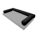Elegant cushion and bolster set featuring refined craftsmanship and knife-edge detailing, designed for versatile indoor and outdoor comfort.