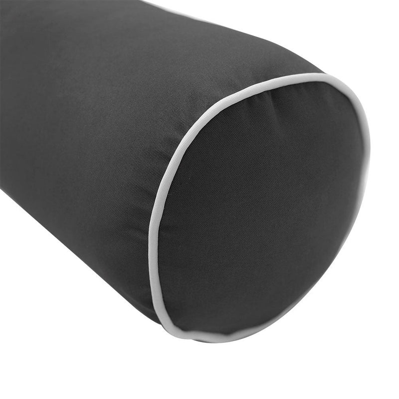 Style 6 Full Size Contrast Pipe Trim Bolster Pillow Cushion Outdoor Slip Cover ONLY AD003