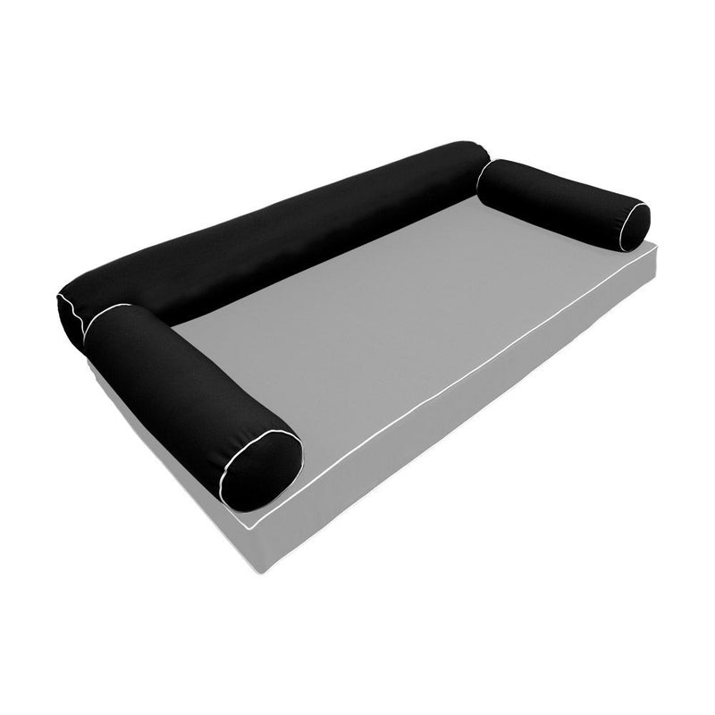 STYLE 6 Bolster Pillow for Outdoor Indoor Daybed Porch Swing Bed Full Size Contrast Trim AD109 | COVERS ONLY |