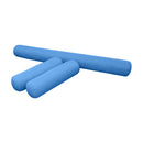 Three-piece pillow and bolster cushion set including seat cushion, two bolster pillows for indoor or outdoor seating.