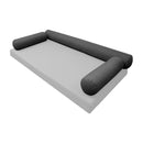 Elegant cushion and bolster set featuring refined craftsmanship and knife-edge detailing, designed for versatile indoor and outdoor comfort.