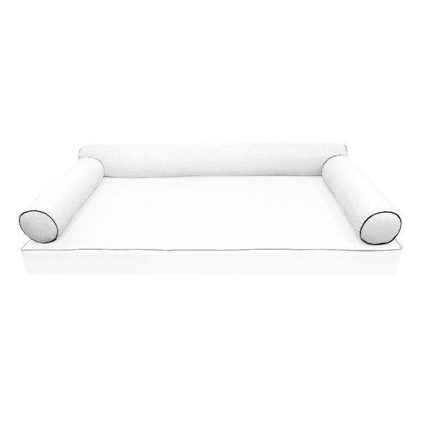 STYLE 6 Bolster Pillow for Outdoor Indoor Daybed Porch Swing Bed Twin Size Contrast Trim AD106 | COVERS ONLY |