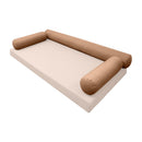 Elegant cushion and bolster set featuring refined craftsmanship and knife-edge detailing, designed for versatile indoor and outdoor comfort.