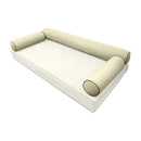 Elegant cushion and bolster set featuring refined craftsmanship and knife-edge detailing, designed for versatile indoor and outdoor comfort.