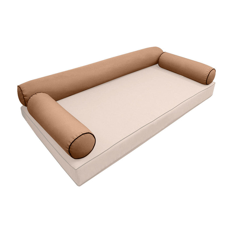 STYLE 6 Bolster Pillow for Outdoor Indoor Daybed Porch Swing Bed Twin-XL Size Contrast Trim AD104 | COVERS ONLY |