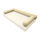 Elegant cushion and bolster set featuring refined craftsmanship and knife-edge detailing, designed for versatile indoor and outdoor comfort.