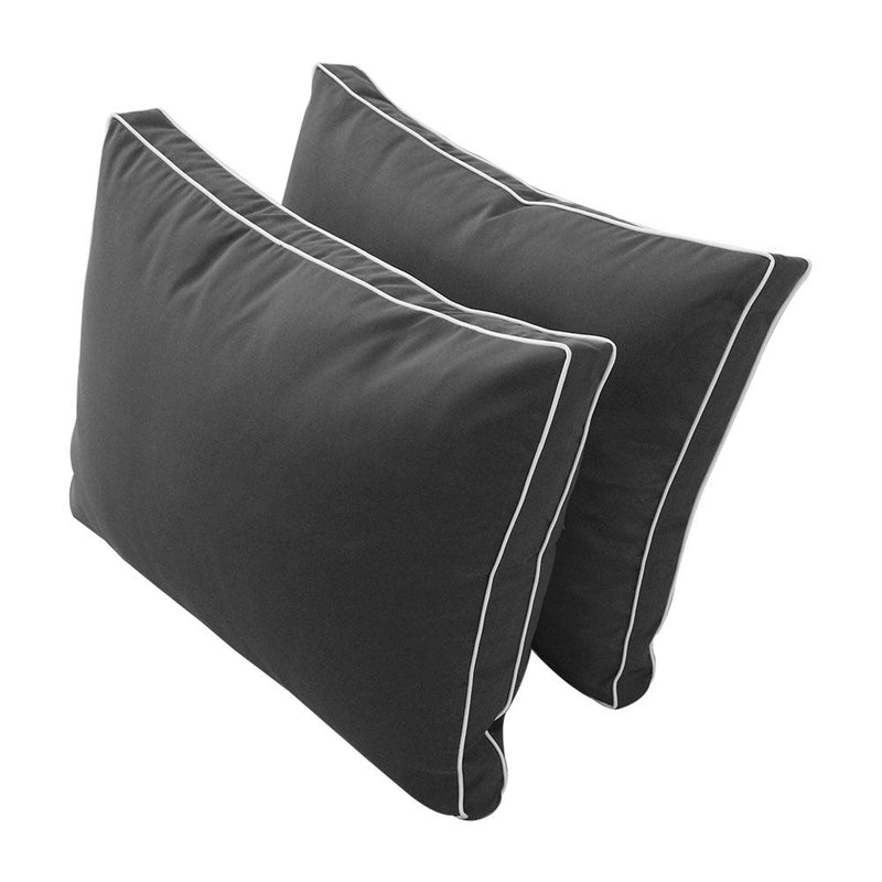 Style1 Crib Contrast Pipe Trim Bolster & Back Pillow Cushion Outdoor SLIP COVER ONLY AD003