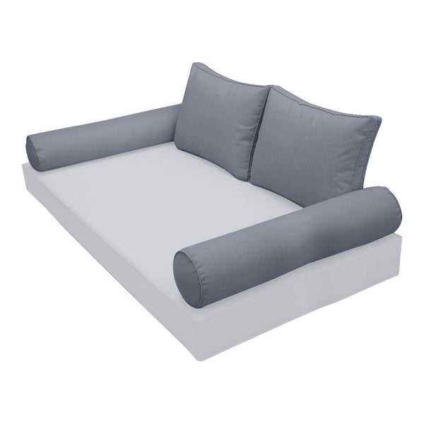 STYLE 1 Pillow & Bolster Cushion for Outdoor Indoor Daybed Porch Swing Bed Crib Size Piped Trim AD001 | COVERS ONLY |