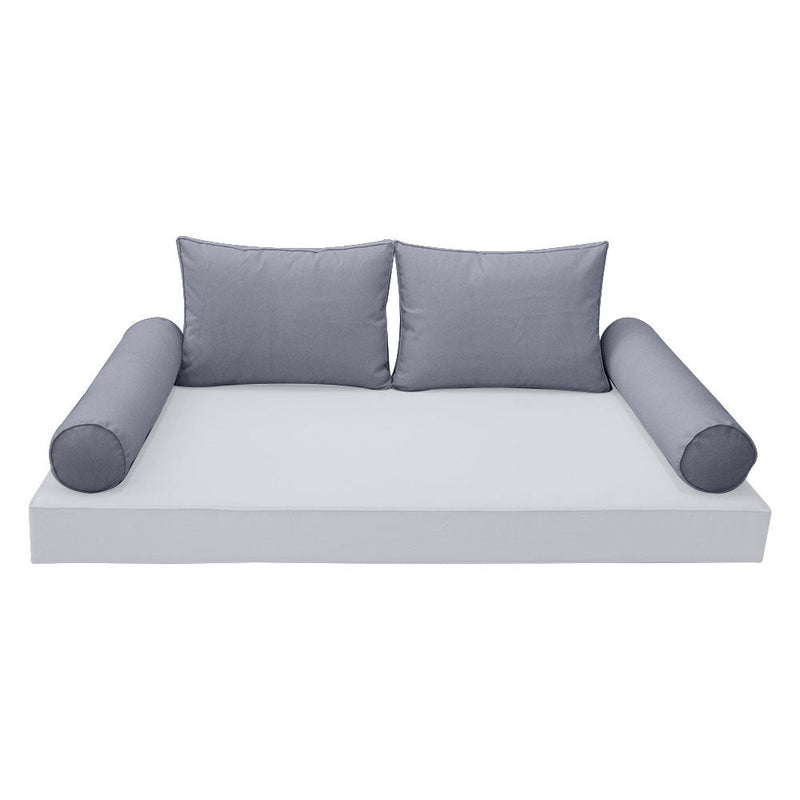 STYLE 1 Pillow & Bolster Cushion for Outdoor Indoor Daybed Porch Swing Bed Crib Size Piped Trim AD001 | COVERS ONLY |