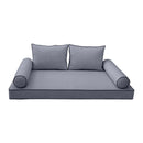 Style1 Crib Size 5PC Contrast Pipe Trim Outdoor Daybed Mattress Cushion Bolster Pillow Complete Set AD001