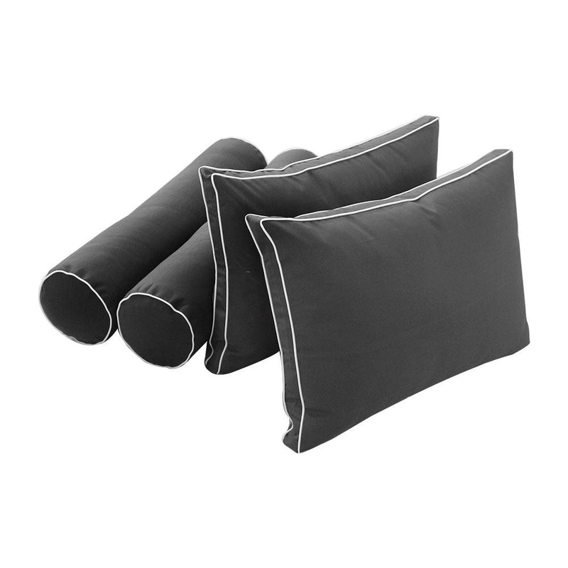 Style1 Crib Size 5PC Contrast Pipe Trim Outdoor Daybed Mattress Cushion Bolster Pillow Complete Set AD003