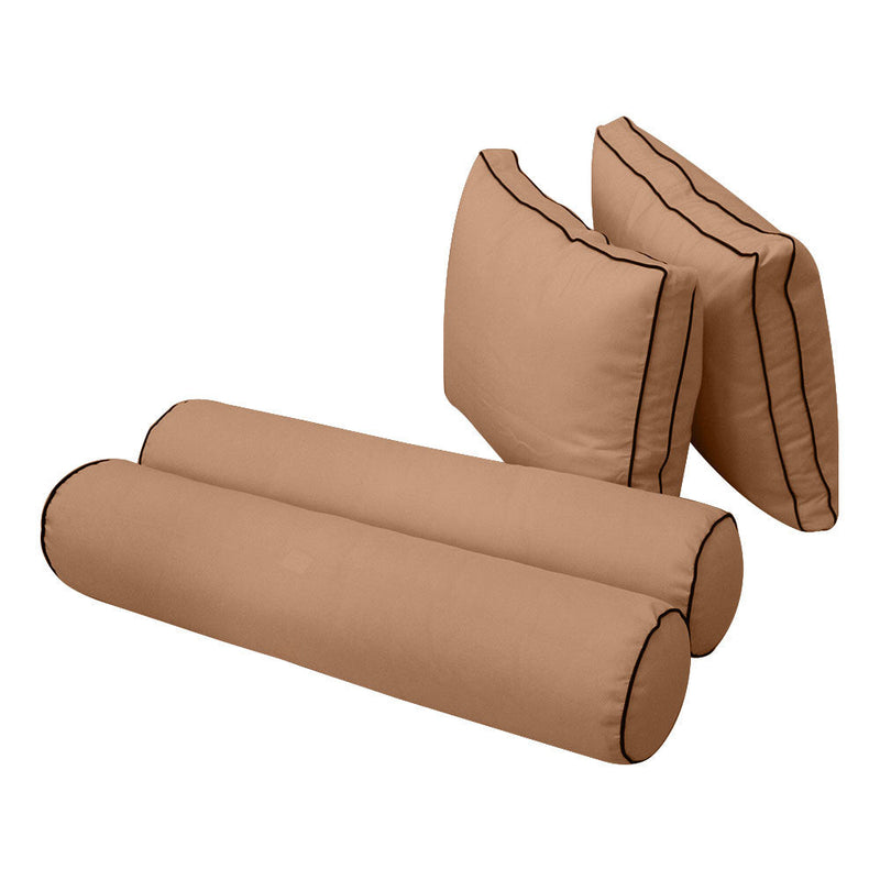 Style1 Crib Size 5PC Contrast Pipe Trim Outdoor Daybed Mattress Cushion Bolster Pillow Complete Set AD104